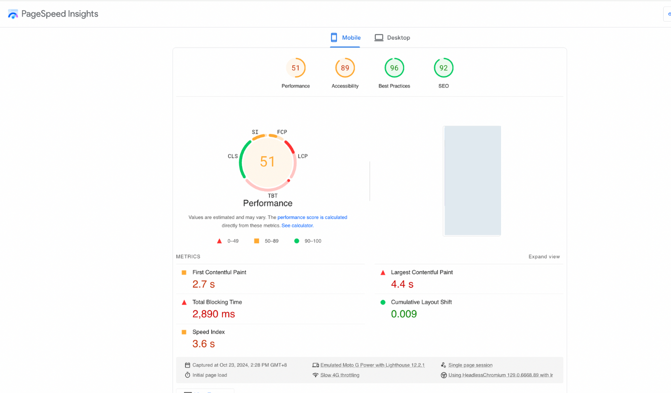 Page speed Insight